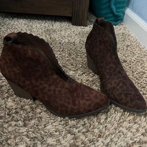 Brown Leopard Print Ankle Boots